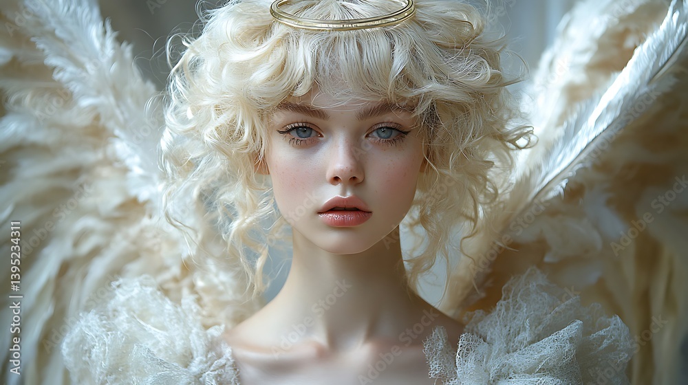 Fototapeta premium A serene young angel with ethereal beauty.