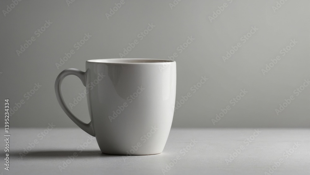 Obraz premium White cup on minimalistic white background