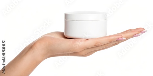 Hand Holding White Cream Ja...