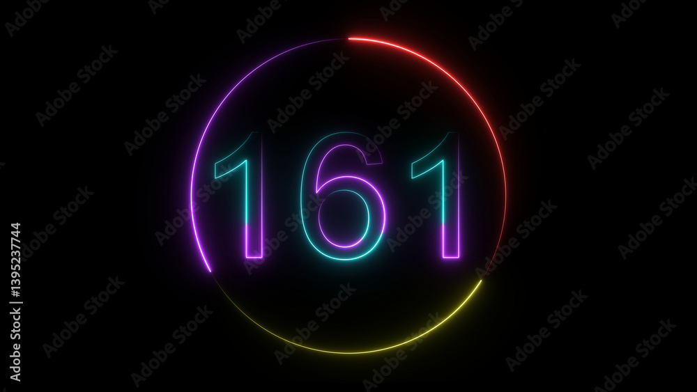 A glowing circular and neon number 161 illustration . on a black background. and creating a stunning illustration 4k illustration A glowing circular and neon number 161 illustration . on a black background. and creating a stunning illustration 4k illustration