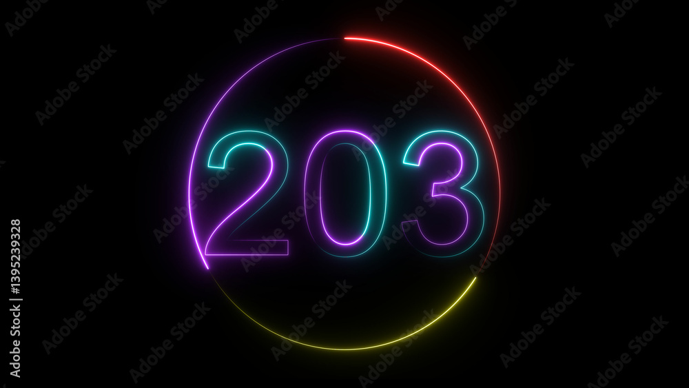 A glowing circular and neon number 03 illustration . on a black background. and creating a stunning illustration 4k illustration A glowing circular and neon number 03 illustration . on a black background. and creating a stunning illustration 4k illustration