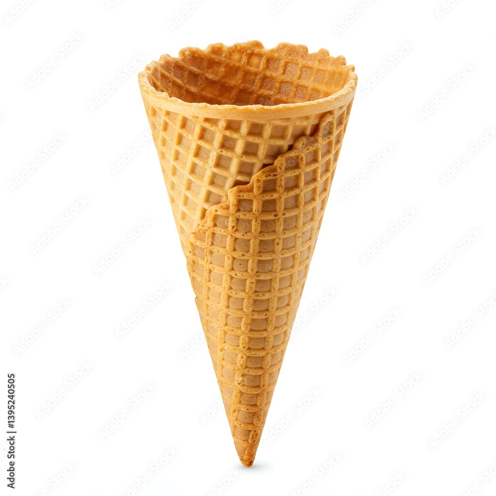 Empty Waffle Ice Cream Cone, Crispy Texture, Sweet Treat, Dessert, Culinary Photography