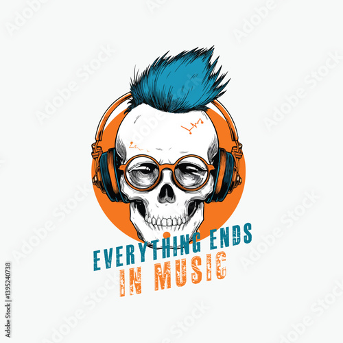 Skull with Headphones: Music-Inspired Graphic Design