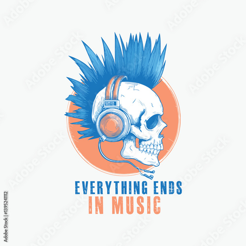 Skull with Headphones: Music-Inspired Graphic Design
