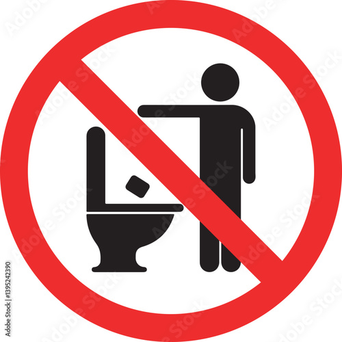 Prohibition sign for no trash in toilet