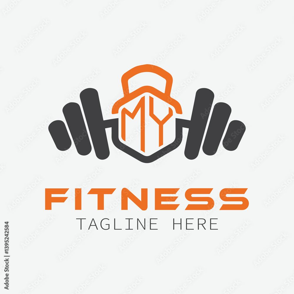 Fototapeta premium initial monogram for Fitness logo with Polygon style design