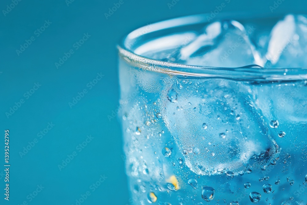 Close-up of iced drink with visible condensation on glass, refreshing summer vibe Close-up of iced drink with visible condensation on glass, refreshing summer vibe