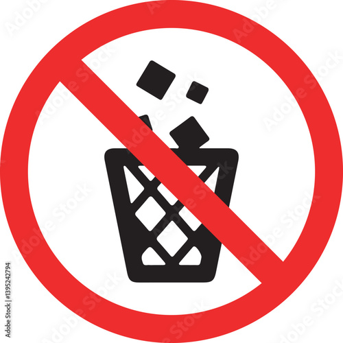 Prohibition sign showing no trash in park