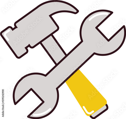 wrench and screwdriver vector, icon, symbol, button, sign, hammer, vector, tool, 