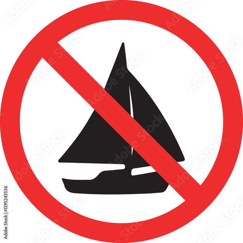 Prohibition sign for sailboat access ban, no sailing area warning