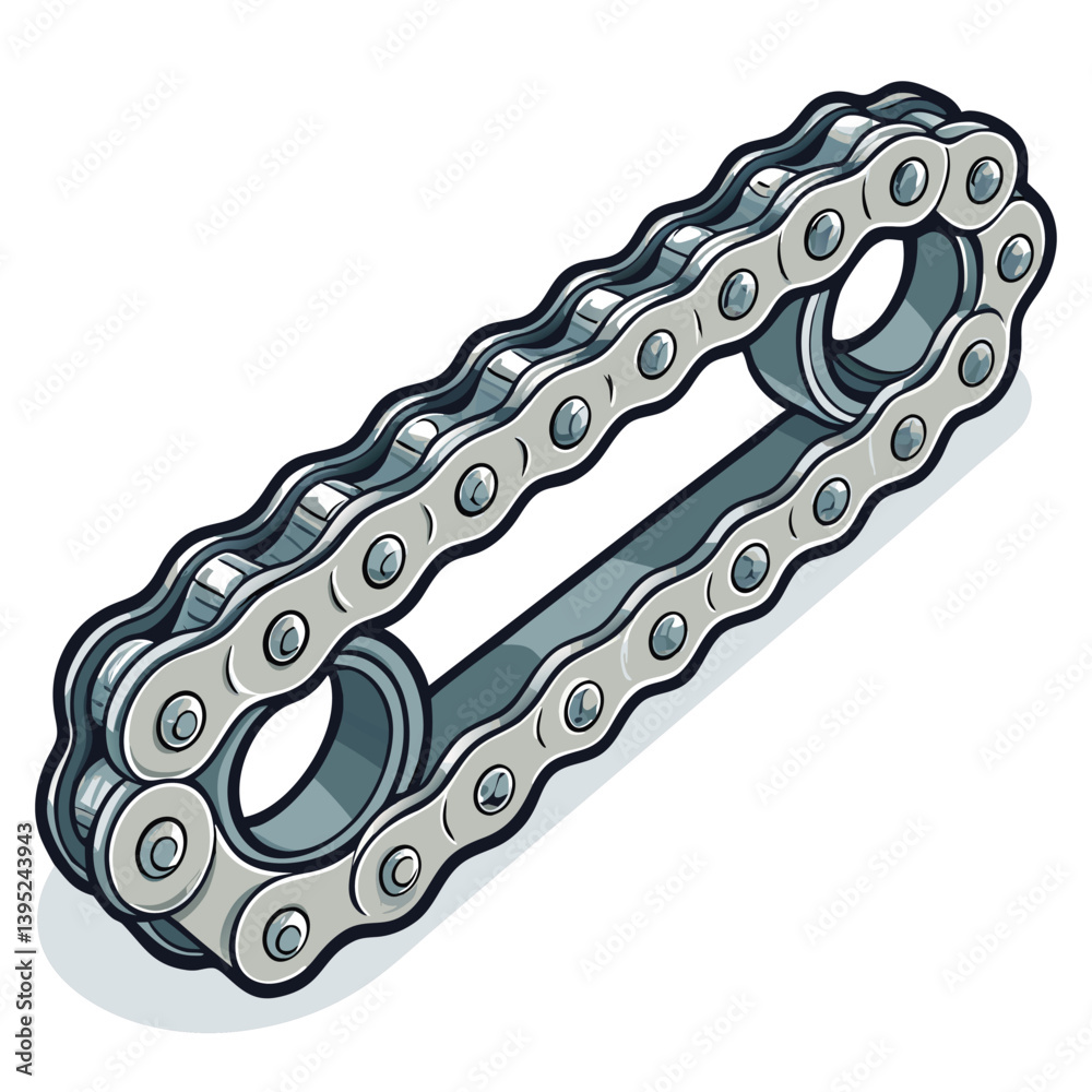 Create a bold, vector illustration of a motorcycle timing chain, emphasizing powerful, dynamic strokes. Include detailed links and sprockets. Create a bold, vector illustration of a motorcycle timing chain, emphasizing powerful, dynamic strokes. Include detailed links and sprockets.