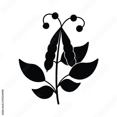 Green Peas Plant Silhouette vector art illustration 