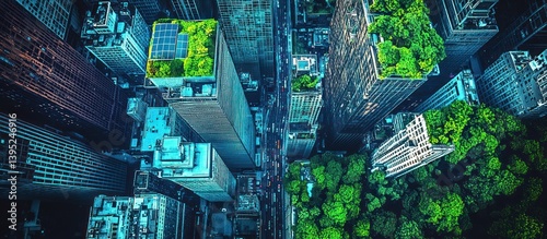 Obraz na płótnie Urban Greenery, Sustainable Skyscrapers w salonie