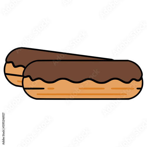 eclair snack food sweet tasty flat color vector illustration template design