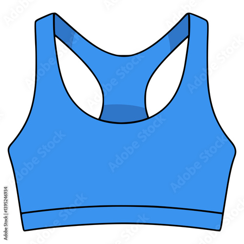 blue sport bra fashion accessories flat color vector illustration template design