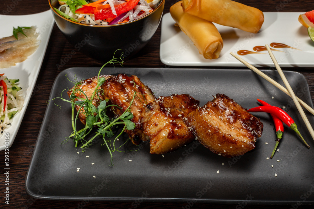 A set of Japanese dishes on the table
