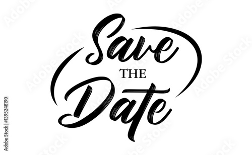 Save the date elegant design, with rounded frame. Typographic calligraphy invitation.