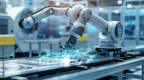 AI robot performing tasks in an automated manufacturing plant 