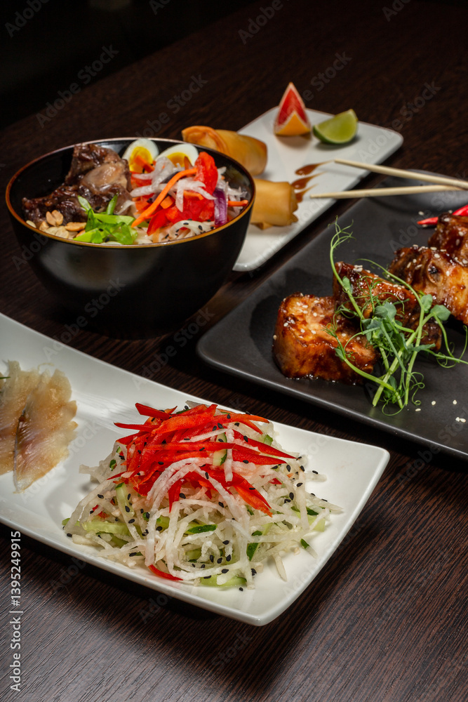 A set of Japanese dishes on the table