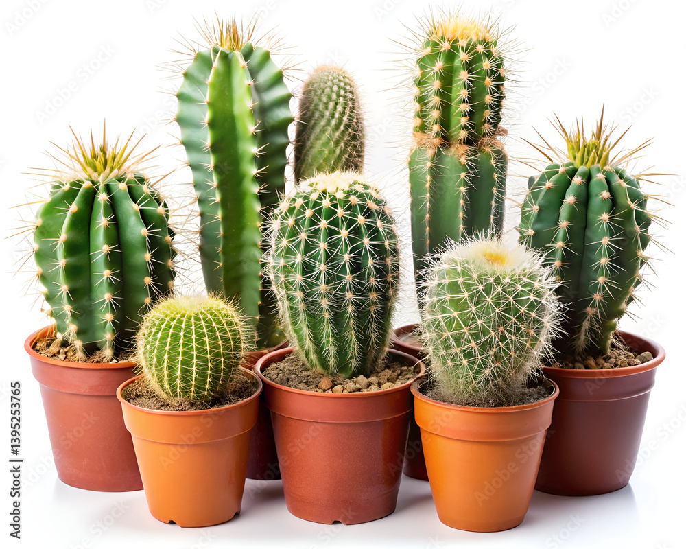 cactus plants set on white cactus plants set on white