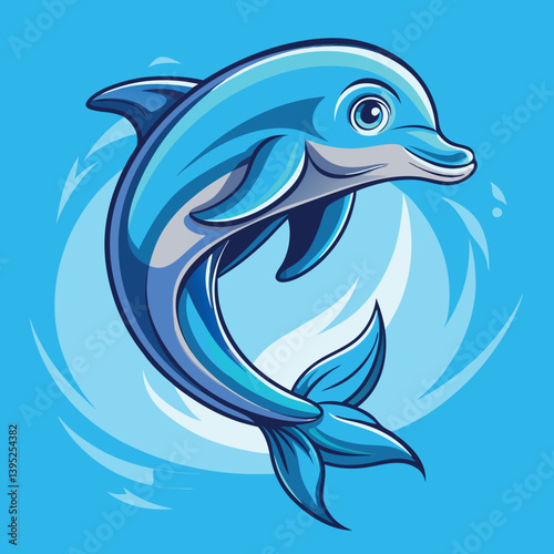 Cartoon blue dolphin mascot, vector illustration with white background, clip art for stickers dolphin jumping out of water cartoon shark vector illustration dolphin jumping out of water