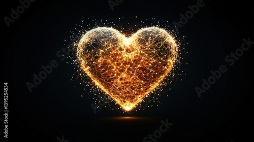 A glowing heart made of sparkling light, set against a dark background, symbolizing love, warmth, and connection.