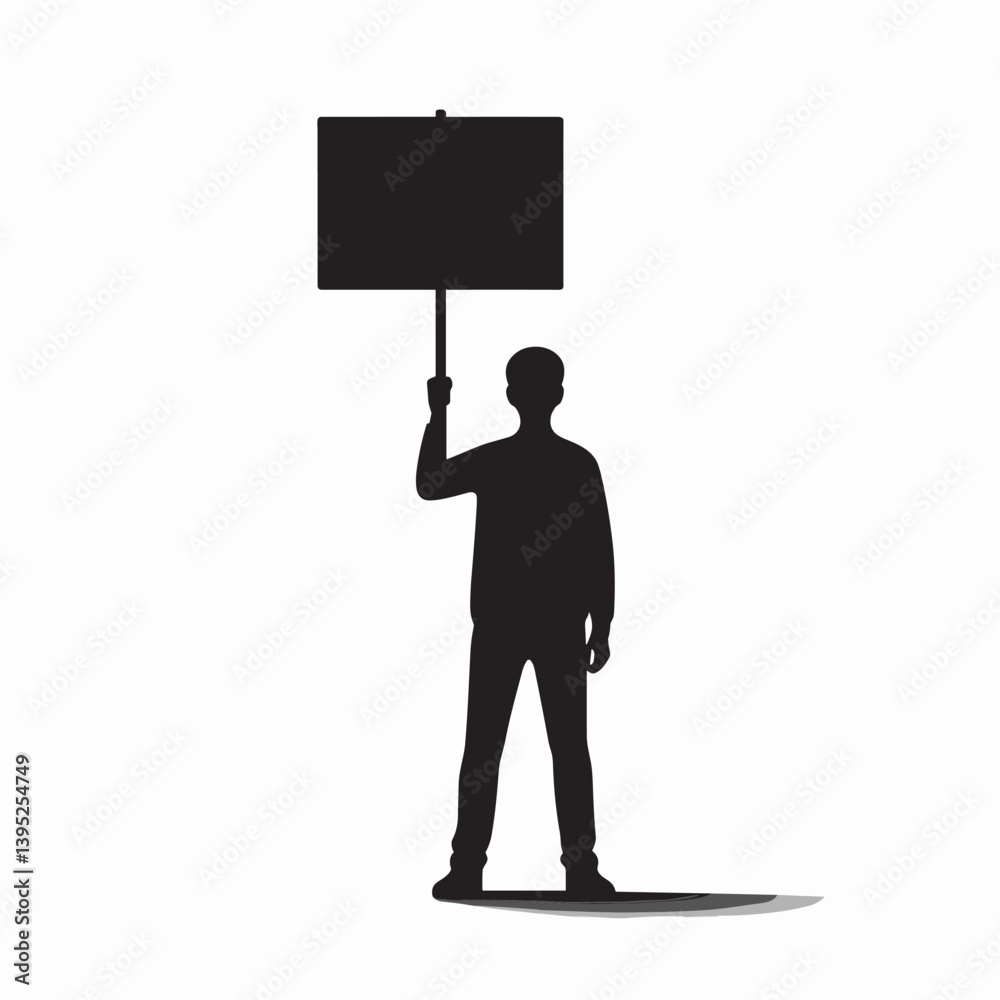 Protest Silhouette with Sign Board - Minimalist Flat Illustration Protest Silhouette with Sign Board - Minimalist Flat Illustration