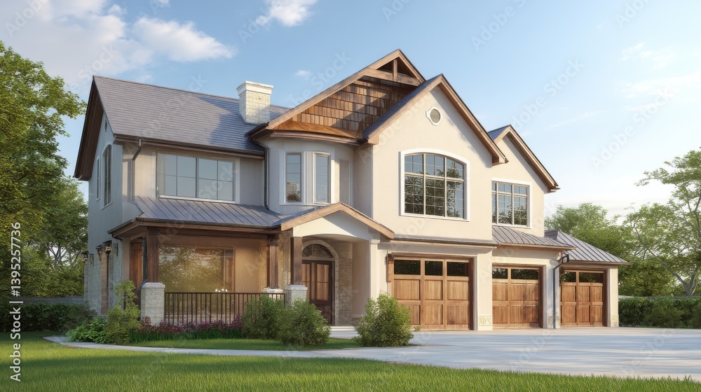home 3d illustration of a newly built luxury home. home 3d illustration of a newly built luxury home.