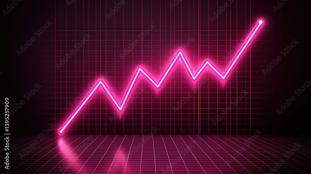 A vibrant neon graph depicting an upward trend against a dark background, showcasing growth or progress in a dynamic visual style. A vibrant neon graph depicting an upward trend against a dark background, showcasing growth or progress in a dynamic visual style.