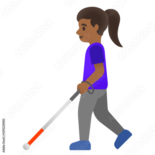 Woman with White Cane medium skin tone
