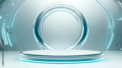 Fototapeta Naklejka Na Ścianę i Meble -  3D rendering technology background e-commerce product exhibition booth