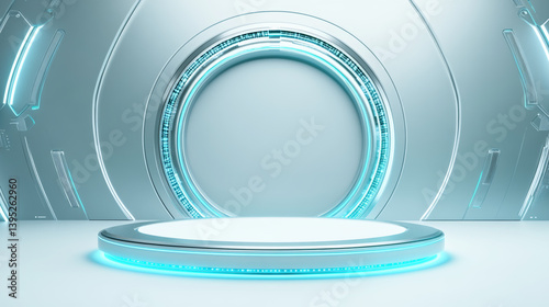Fototapeta Naklejka Na Ścianę i Meble -  3D rendering technology background e-commerce product exhibition booth
