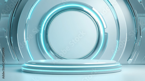 Fototapeta Naklejka Na Ścianę i Meble -  3D rendering technology background e-commerce product exhibition booth