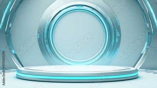 Fototapeta Naklejka Na Ścianę i Meble -  3D rendering technology background e-commerce product exhibition booth