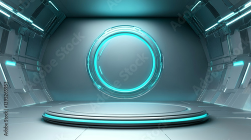 Fototapeta Naklejka Na Ścianę i Meble -  3D rendering technology background e-commerce product exhibition booth