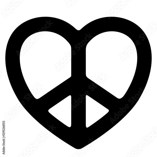 Heart peace sign symbol