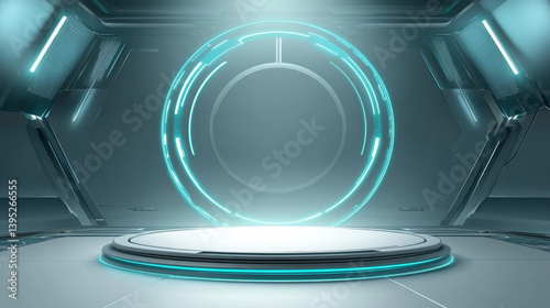 Fototapeta Naklejka Na Ścianę i Meble -  3D rendering technology background e-commerce product exhibition booth