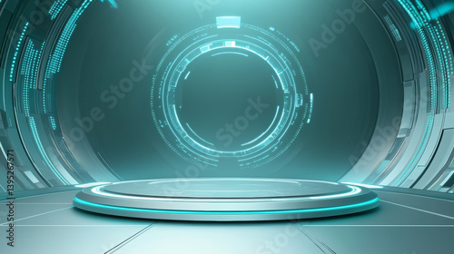 Fototapeta Naklejka Na Ścianę i Meble -  3D rendering technology background e-commerce product exhibition booth