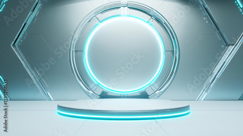 Fototapeta Naklejka Na Ścianę i Meble -  3D rendering technology background e-commerce product exhibition booth
