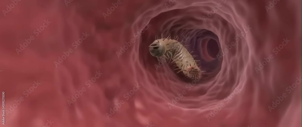 Brain Insect Parisite Animation Anamorphic video of 3D animation parasite inside the human body Stock ...