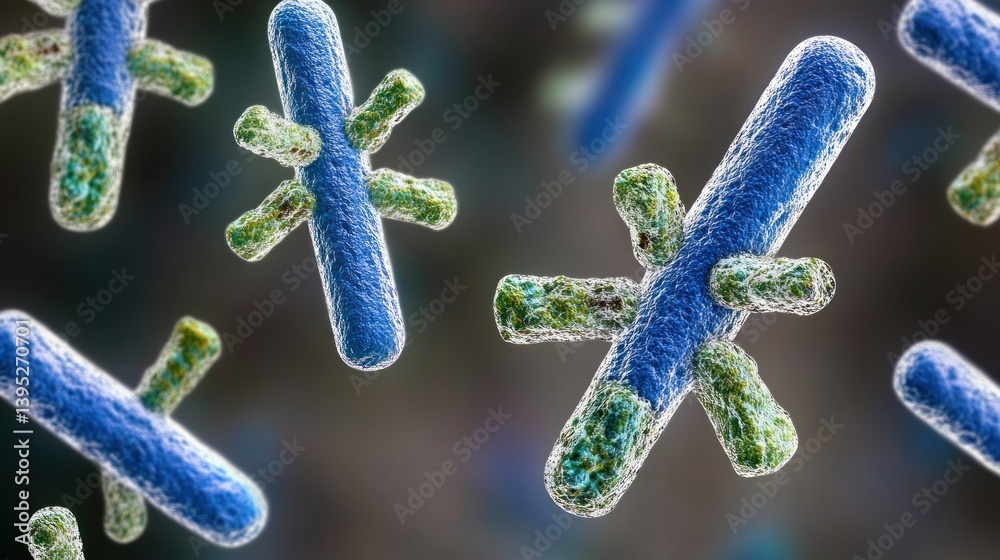 Microscopic Bacteria Cross-Shaped Structures Microscopic Bacteria Cross-Shaped Structures