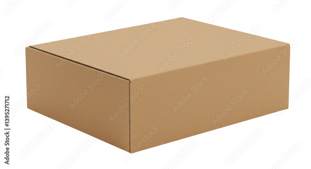 Plain cardboard box on a white background, ideal for shipping or packaging purposes Plain cardboard box on a white background, ideal for shipping or packaging purposes