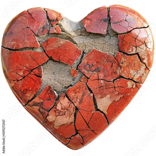 Broken Heart: A close-up captures a shattered heart, symbolizing pain, loss, and resilience.