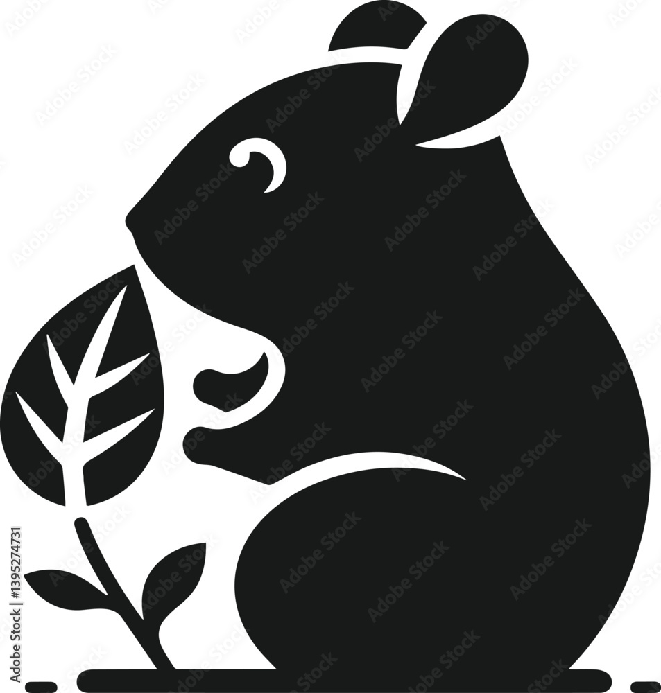 Obraz premium Hamster black vector animal silhouette