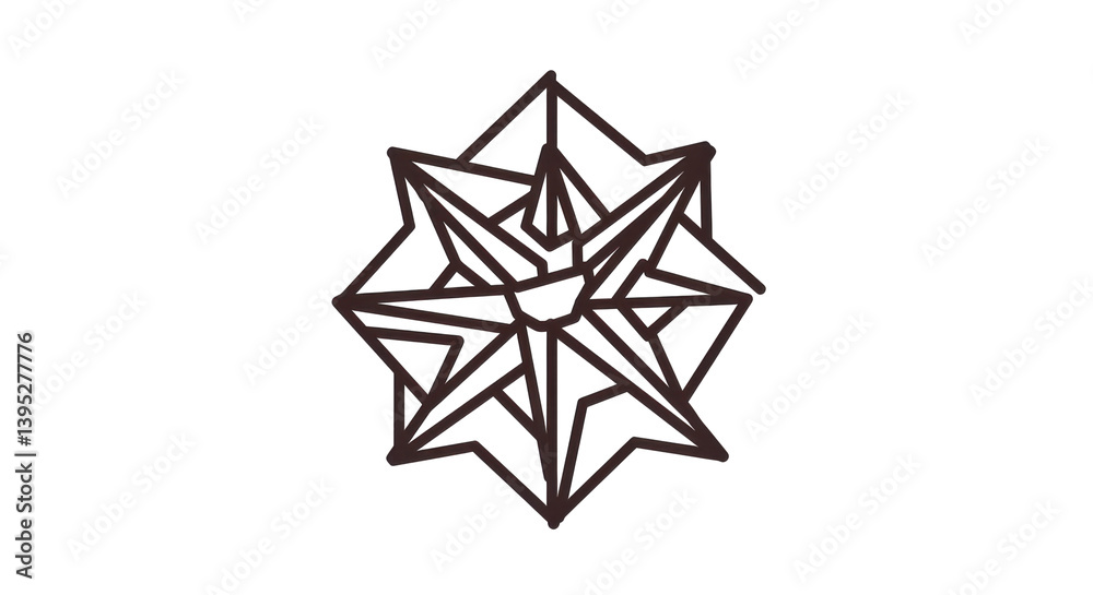 Abstract geometric design featuring a complex star shape on a solid background Abstract geometric design featuring a complex star shape on a solid background