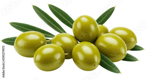 Wallpaper Mural Fresh green olives with leaves arranged artistically, showcasing natural beauty Torontodigital.ca