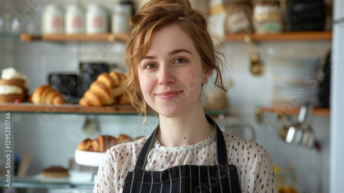 Portrait of the owner of a small business baking croissants and other desserts	