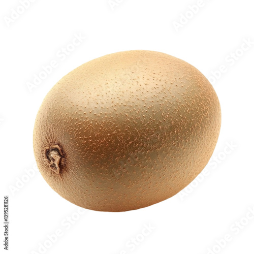 A single ripe fuzzy brown kiwi fruit looks delicious and juicy