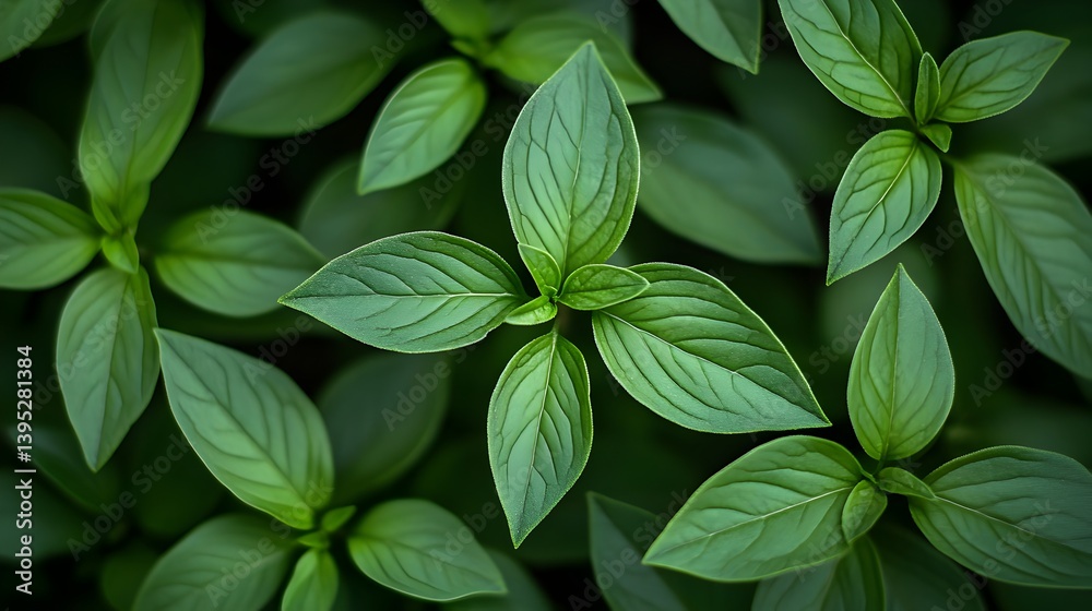 Lush green foliage of vibrant leaves creates a textured natural background ideal for design projects and presentations.