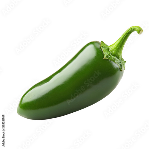 Single vibrant green jalape?o pepper isolated on black background a spicy fresh ingredient